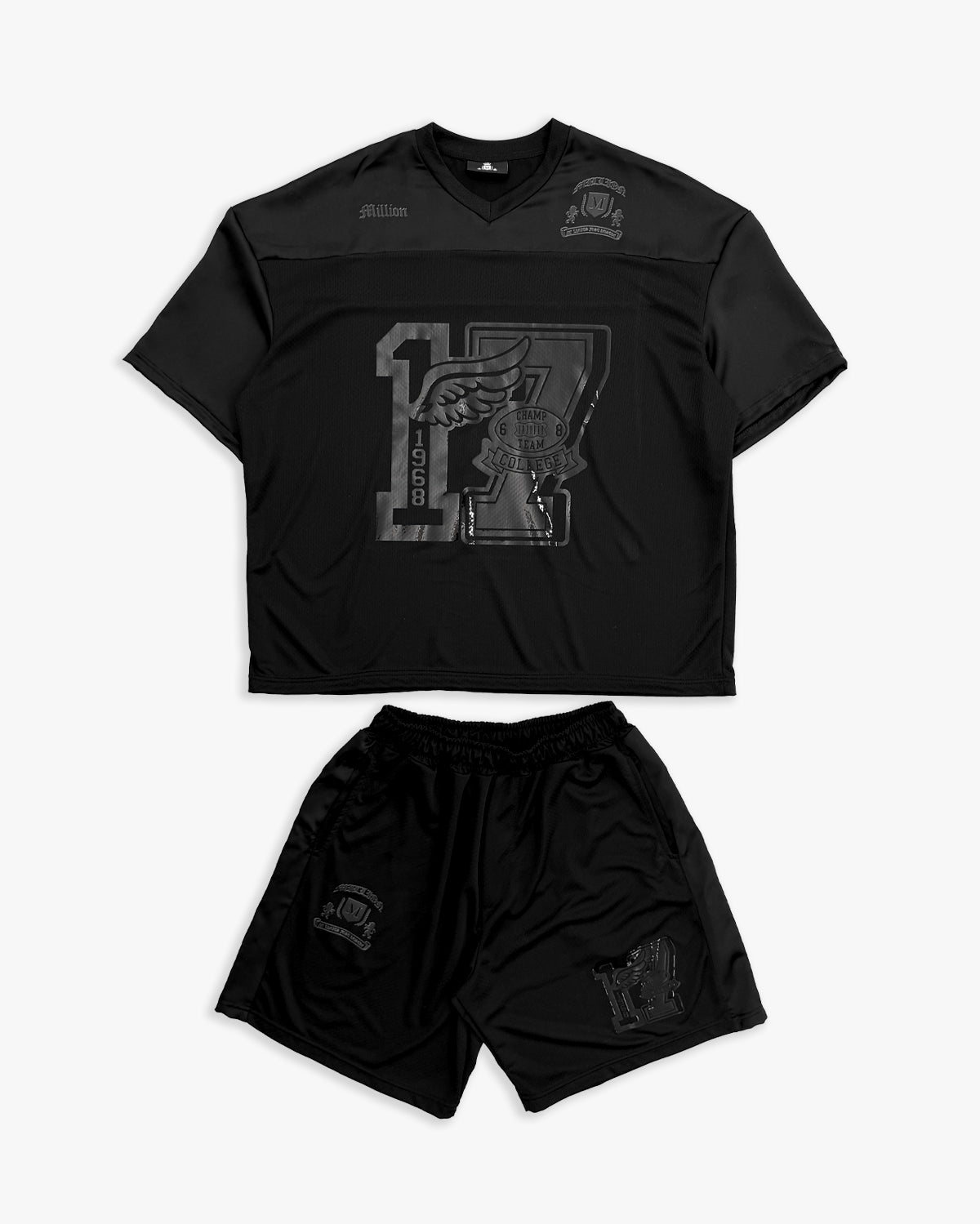 Schwarzes T-Shirt mit schwarzem Logo