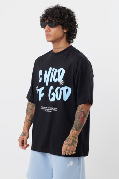 Schwarzes T-Shirt mit schwarzem Logo