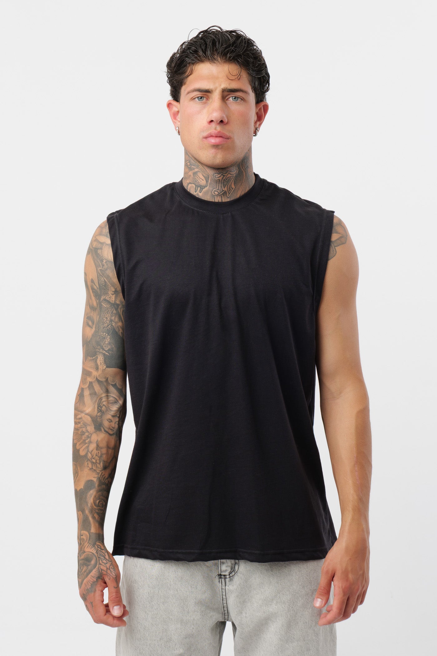 Schwarzes Jersey-Tanktop