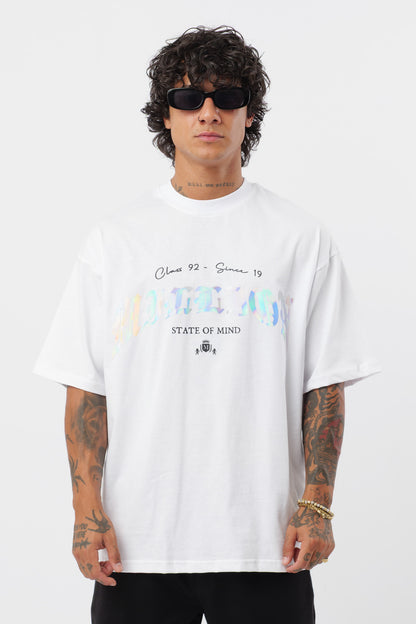 Weißes T-Shirt mit schwarzem Logo